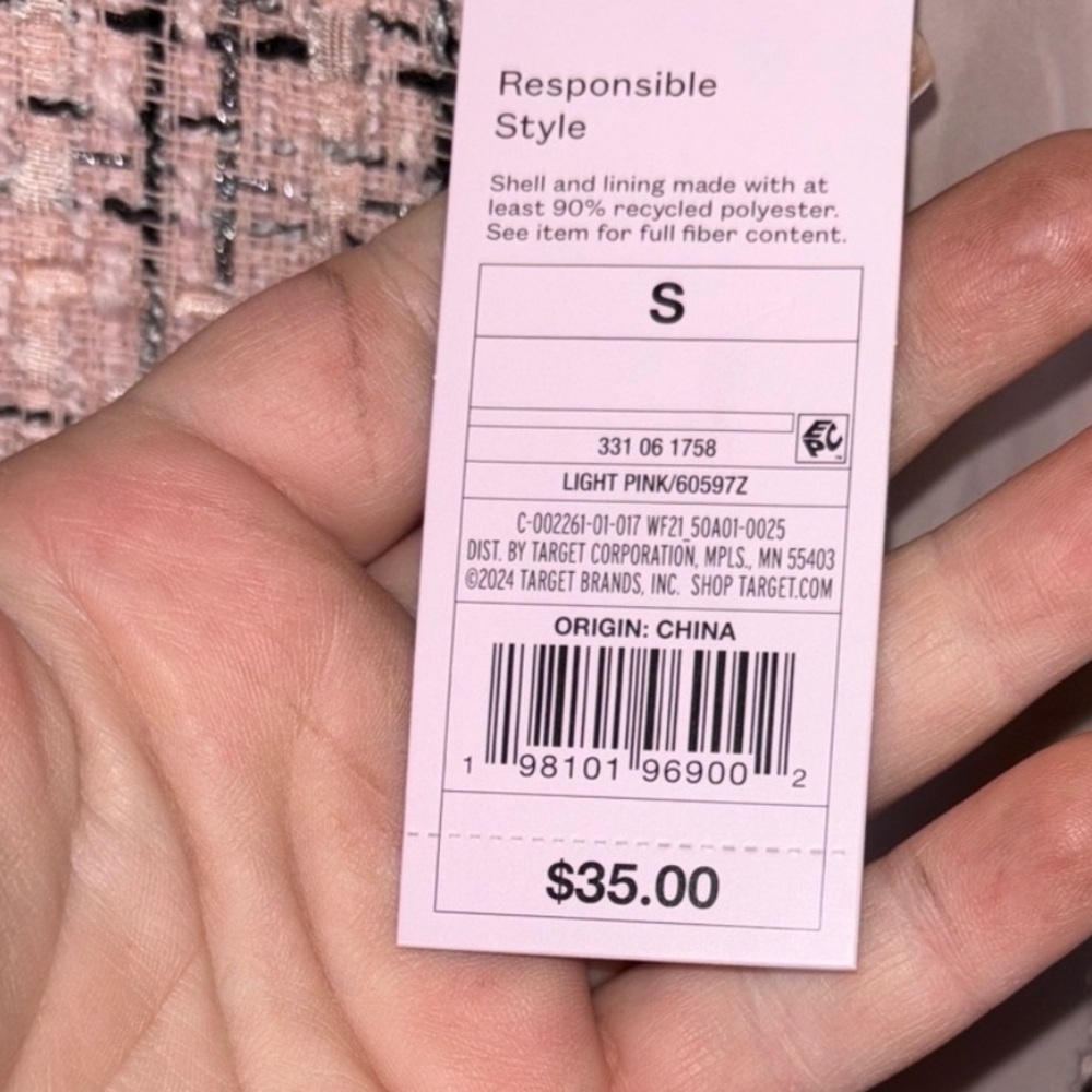 Brand New/Never worn Pink Tweed Blazer with & Crystal Accents buttons - Picture 16 of 17